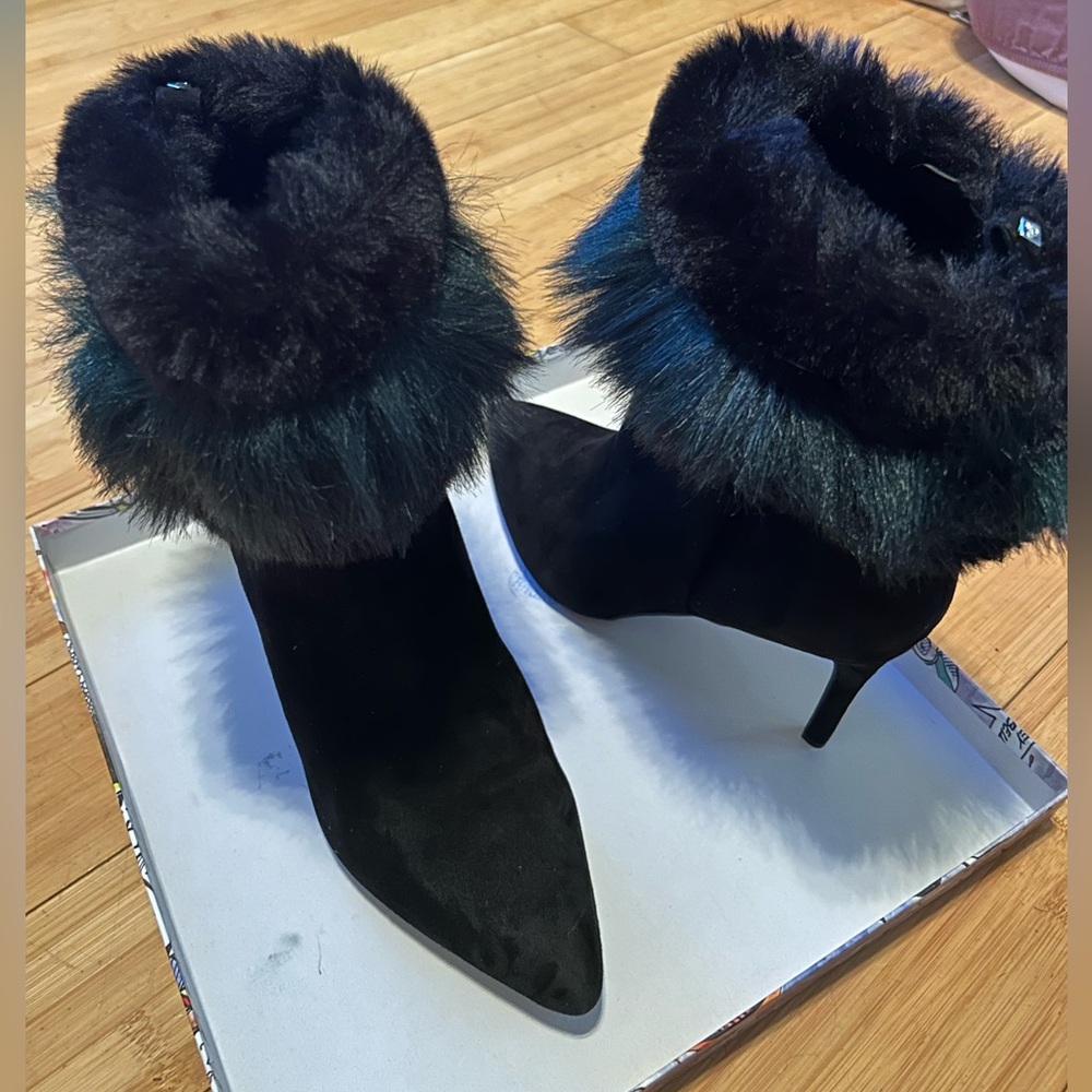 Sam Edelman Oleana black/green suede/leather boots/booties